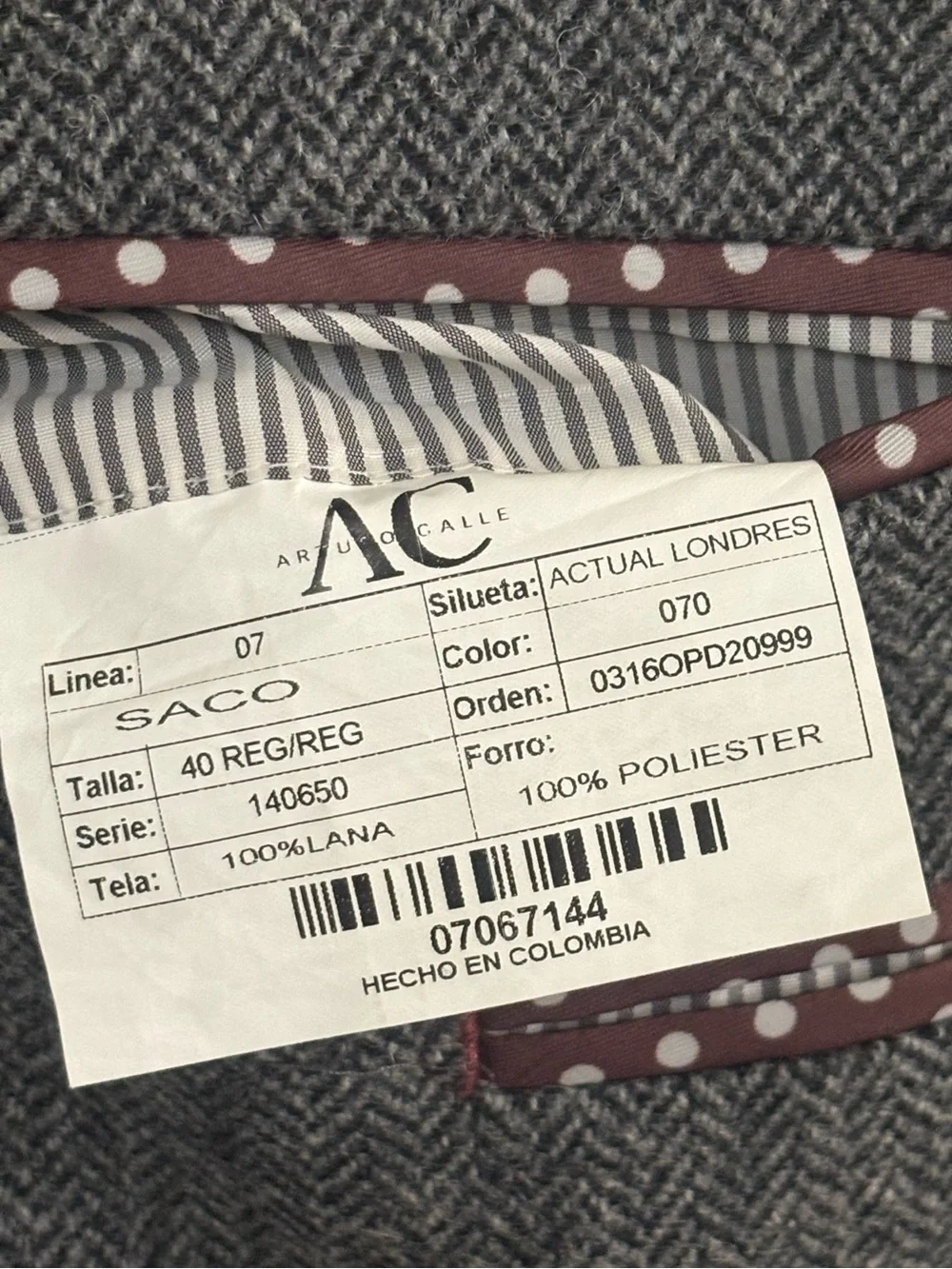 Arturo Calle Wool Gray Herringbone Blazer - Classic Two-Button Sport Coat Sz 40R
